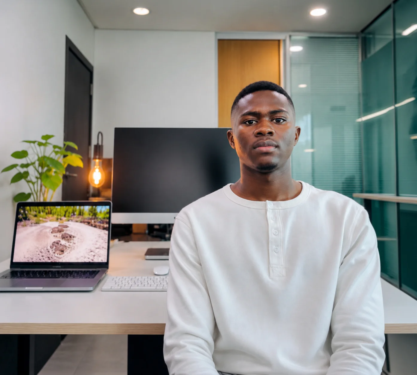Rachid Agbandou, fondateur d'EcomDev, à son bureau