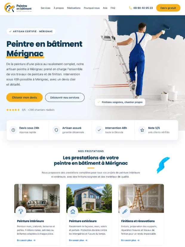 Le même site vu sur tablette